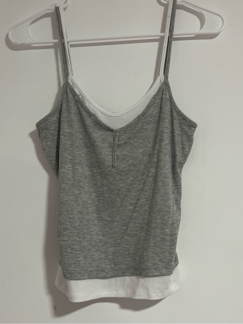 Layered Ribbed Gray Camisole Tank Top - Unbranded